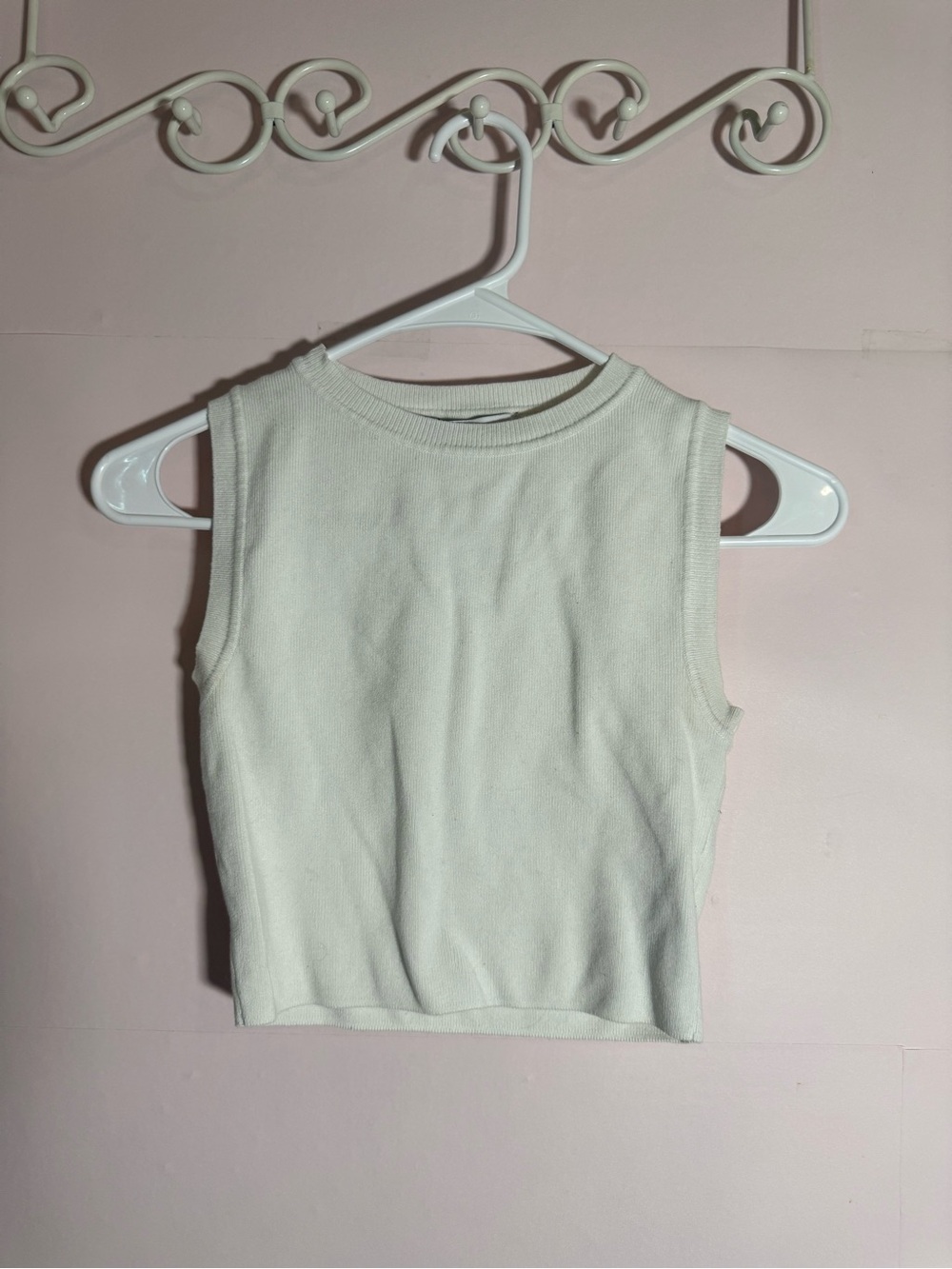 ZARA Cream Ribbed Tank Crop